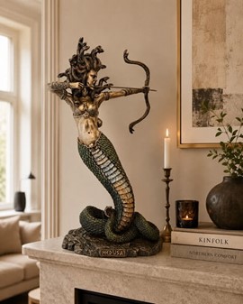 Frygtindgydende smuk Medusa figur. Iøjnefaldende smuk boligindretning