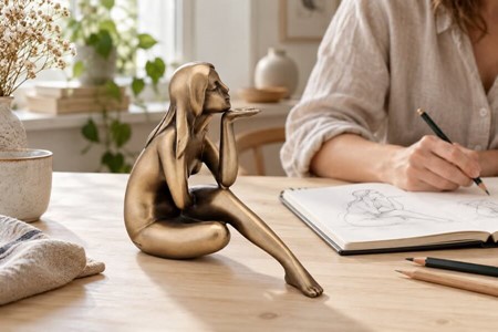 Lille figur, stor følelse. Bronzeinspiration af siddende nøgen pige