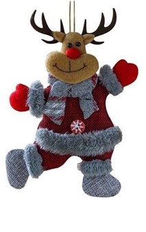 Juletræsophæng. Julemand, bamse og rensdyr i julekostumer. H: 17 cm