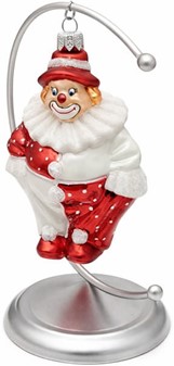 Flot julekugler figur. Stor polsk glas figur af sjov klovn. 12,4 cm