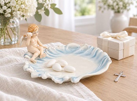 JULEBORD DEKORATION. Elegant porcelæn tallerken med englemotiv