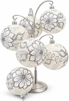 Hvide juletræskugler glas. Smukke håndblæste julekugler. Ø 10 cm 6 stk