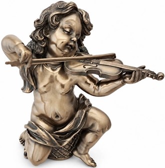 PERFEKT JULEGAVER. Smuk bronze figur af en engle spiller violin