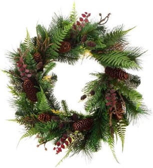 Kunstig julekrans til døren. Flere typer nåletræskviste, Ø 60 cm