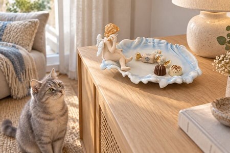 JULEBORD DEKORATION. Elegant porcelæn tallerken med englemotiv