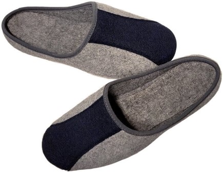 HERRE TØFLER. Billige, filtede grå-marineblå slippers mænd