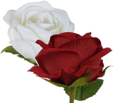 Roser lavet af velour fløjlskviste fås i hvide og bordeaux. H: 50cm