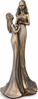 BRYLLUPSFIGUR. Smuk bryllupsgave, bronzefigur Bruden med brudepige