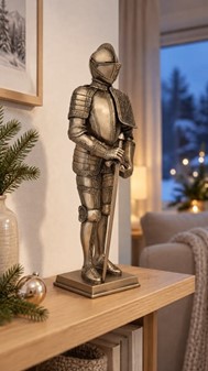 MIDDELALDER RIDDER. Flot bronze figur af ridder med et sværd
