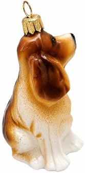 Juledekorationer hund. Sød glas figur af cocker spaniel, højde 14 cm