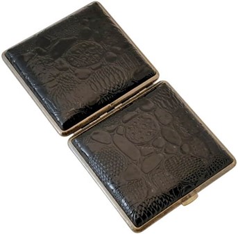 Elegant Sort Kunstlæder Cigaret etui til 20 King Size Cigaretter