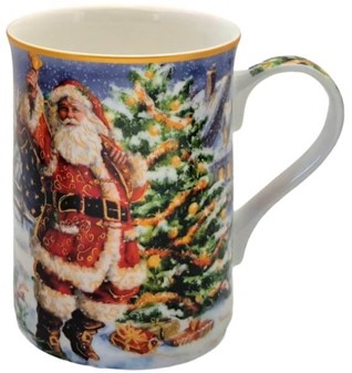 JULEKRUS. 4 Porcelæn Krus med Julemanden til Din Jul
