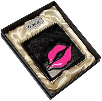 Elegant Valentins Gave: Læder Cigaretetui med Lyserødt Kys