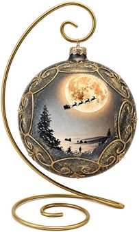 Store jul glaskugler i grå med mat finish og vinterlandskab, Ø 15 cm