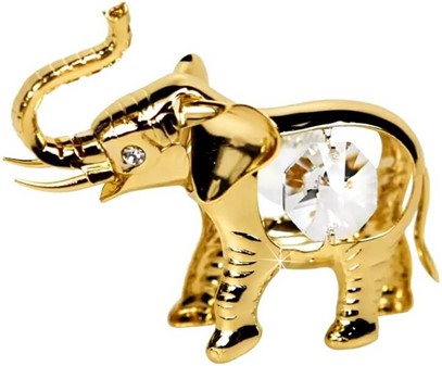 GAVEIDEER VALENTINSDAG. Forgyldt elefant med 4 Swarovski krystaller