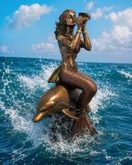 Havets Melodi. Fortryllende Figur - Mytologisk havfrue på Delfin
