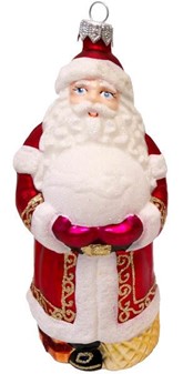 Polske julekugler figurer. Stor figur, julemand i rødt tøj. H: 14,8 cm