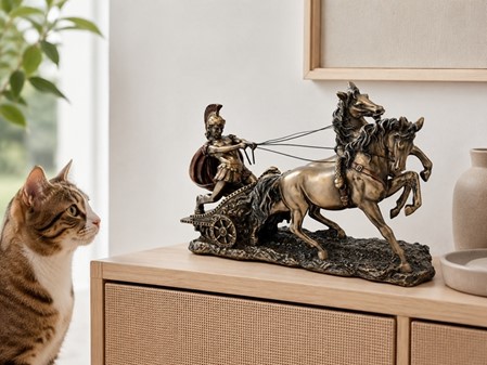 ROMERSK STRIDSVOGN. Unik skulptur til hjemmet dekoration. Gave kunst