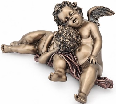 JULEGAVE IDEER TIL HENDE. Smuk bronzefigur af sovende to engle