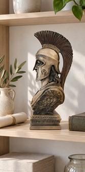 GAVE TIL BEDSTE VEN. Bronze buste af spartansk kriger i korinth hjelm