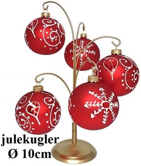 Metalstativ til 5 stk julekugler i guld og sølv at vælge imellem