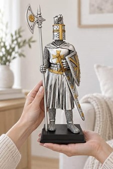 HISTORISKE FIGURER. Tempelridder - unik middelalder ridder skulptur