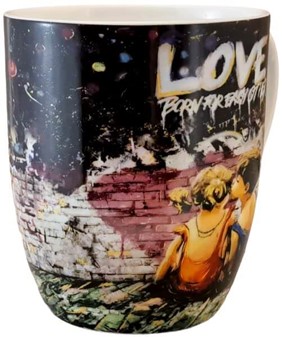 Keramisk Krus med Graffiti. Banksy Porcelænskrus - Kunst i Håndfladen