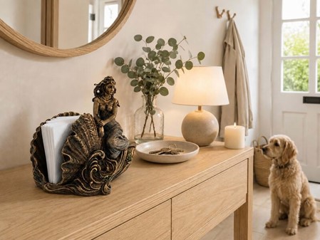 SERVIETHOLDER. Flot Veronese figur i form af en kvinde på en konkylie