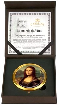 Smukke lille runde lommespejl med det ikoniske Mona Lisa billede