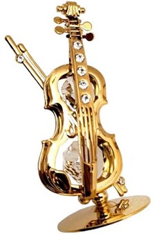 GAVEIDEER TIL MUSIKER. Forgyldt violin med Swarovski krystaller