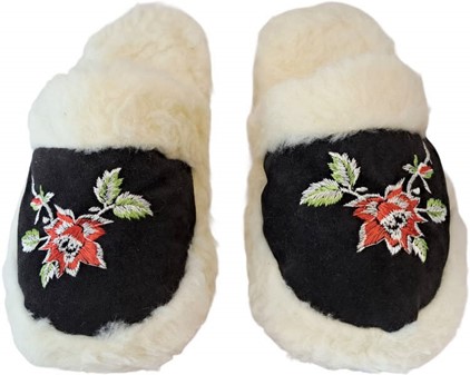 RULAMSHJEMMESKO. Uld sutsko med broderi til kvinder. Hurtig levering✓