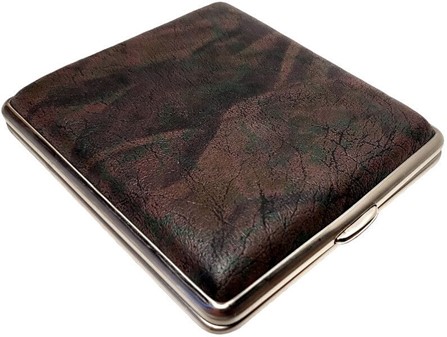 BILLIG GAVE TIL FAR. Tyske cigaretetui VH, kunstlæder i brun marmor