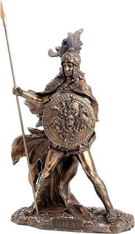 Athene gudinde figur. En krigerkvinde i græsk rustning med et spyd
