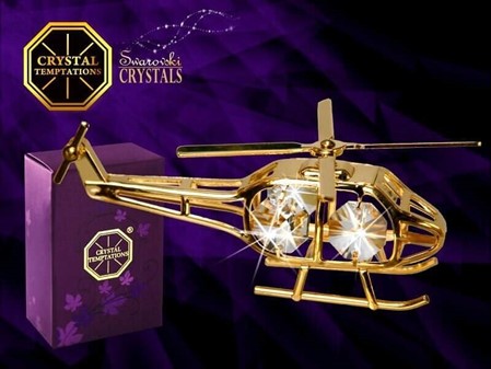 GAVE TIL HAM DER HAR ALT. Forgyldt helikopter med Swarovski krystaller