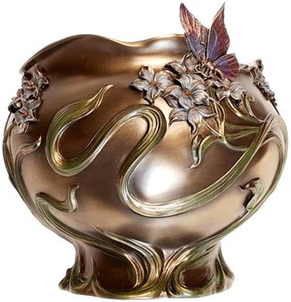 ART NOUVEAU VASE. Unik Veronese vase med blomster og sommerfugl