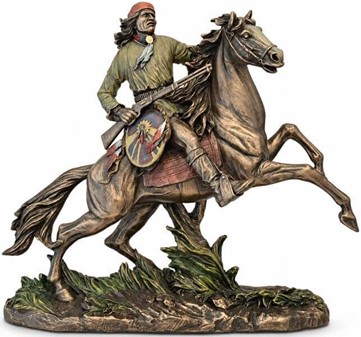 INDIANER FIGUR. Apache på hest, bronze dekoration til hjemmet