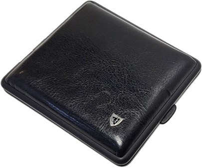 Eksklusiv Vom Hofe cigaretetui i kunstlæder. Klassisk etui i sort