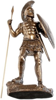 GODE IDEER TIL INDRETNING. Bronze figur af spartanske kriger med spyd