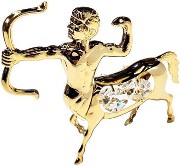 STJERNETEGN FIGUR SKYTTEN. Elegance i Forgyldt Metal og 4 Krystaller