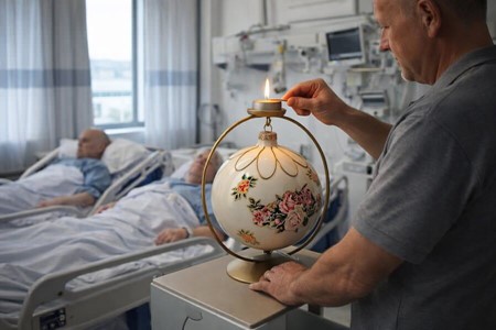 HVIDT JULEPYNT. Eksklusiv stor julekugle i mundblæst glas, Ø 15 cm