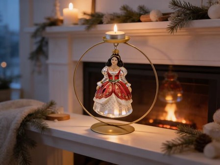Unik julepynt. Flot glasfigur prinsesse at hænge på juletræet. 16 cm