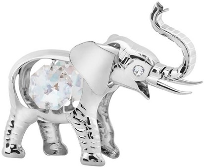 Elefant figur. Smuk sølvbelagt figurine med fire Swarovski krystaller