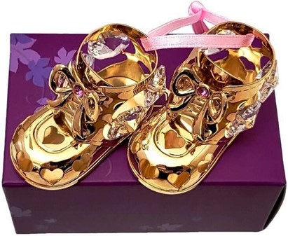 IDEER TIL BRYLLUPSGAVER. Guldbelagt pigesko med Swarovski krystaller