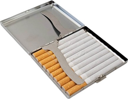 Cigaret etui metal med levende Rasta farver og cannabis blade