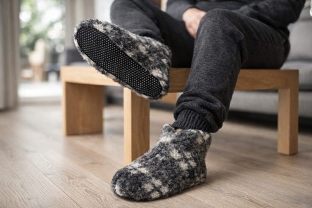 Uld Hjemmesko Herre. Varme, Komfort og Gummisål. Op til str. 48