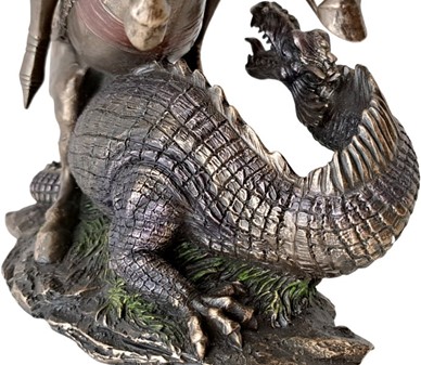 Eksklusiv Sankt Jørgen og dragen figur. Styrke, tro og sejr i bronze