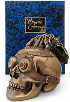GODE GAVER. Flot Veronese figur af Steampunk kranie med læder hår
