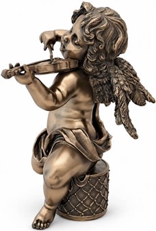 PERFEKT JULEGAVER. Smuk bronze figur af en engle spiller violin