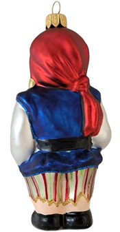 Polsk julepynt. Sød glas figur af pirat med øjeklap, højde 14,4 cm