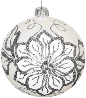 Hvide juletræskugler glas. Smukke håndblæste julekugler. Ø 10 cm 6 stk